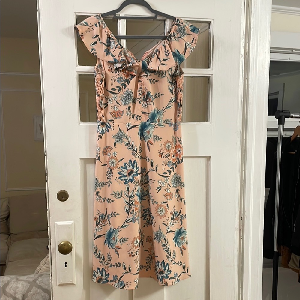 LOFT women size S Floral Peach Dress